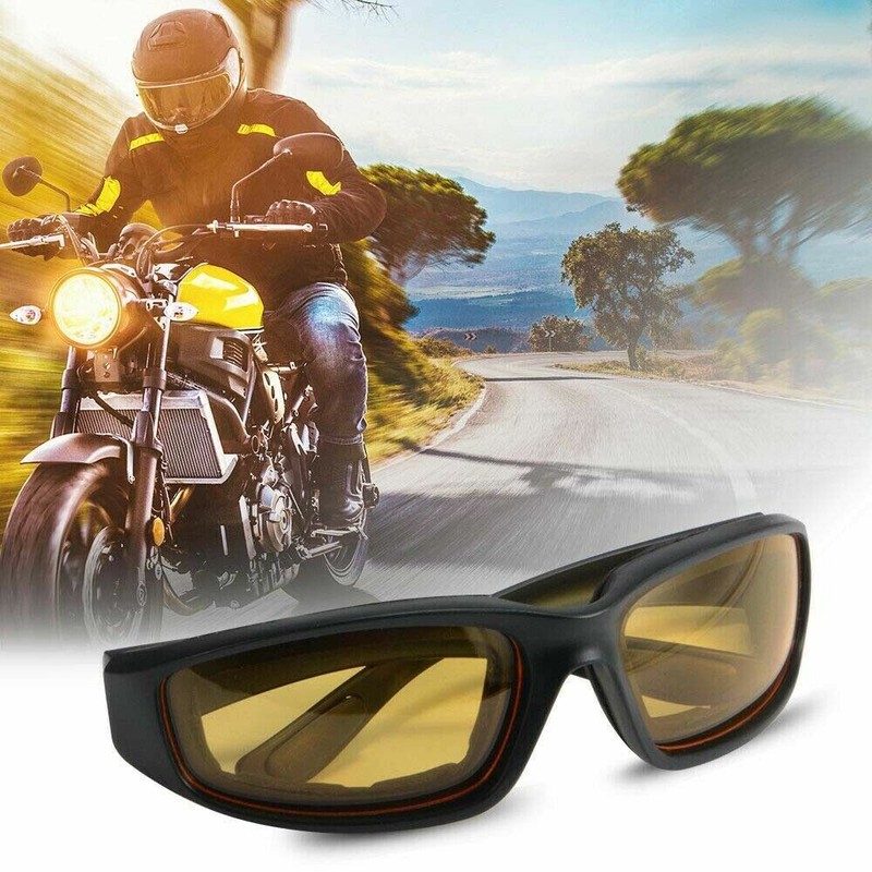 Sunglasses Padded Motorcycle Riding Glasses Google Wind Resistant Driving Yellow