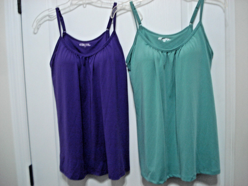 Lot 2 Woman 32 Degrees Cool Flowy Padded Bra Cami Tank Tops M Purple, Sea Green