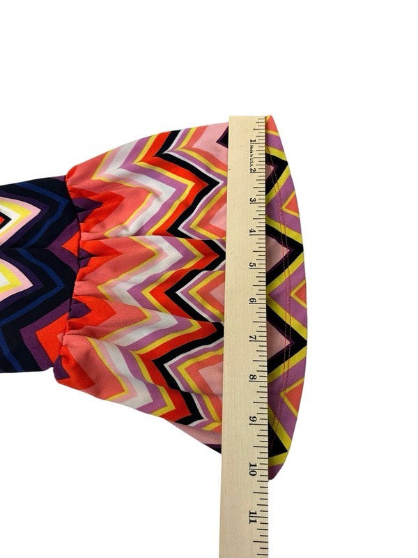 Trina Turk Retro Off The Shoulder Zig Zag Mini Swing Dress Flared Sleeve gallery