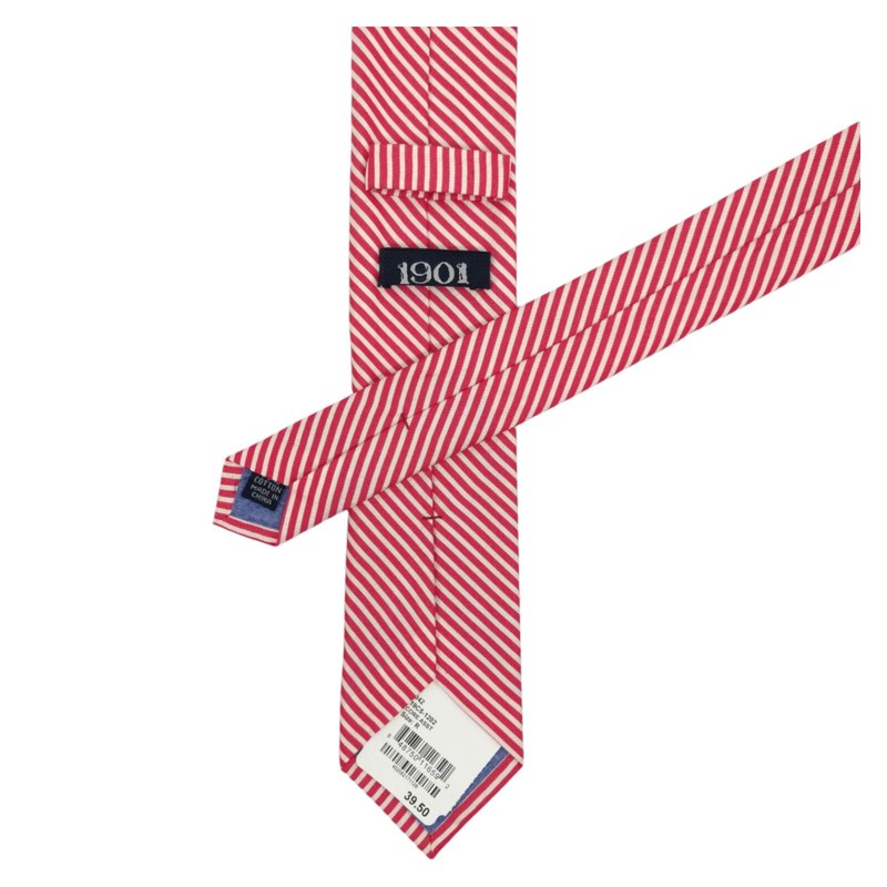 1901 Nordstrom Mens Silk Tie 2.5 Slim Red White Stripe Summer Wedding Necktie gallery