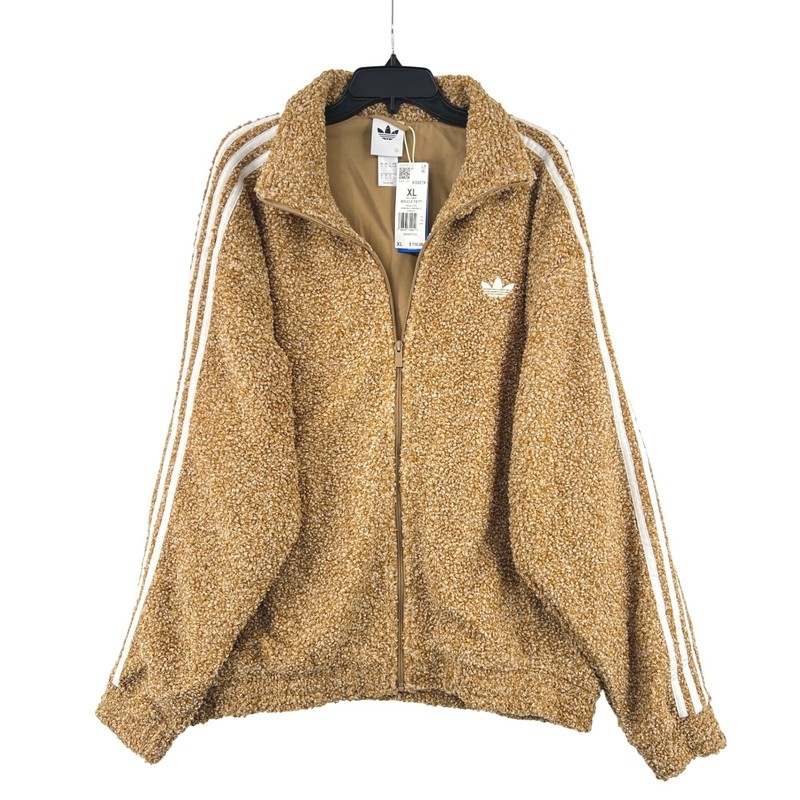 Adidas Originals Boucle FB Track Top Mens XL Brown Full Zip Fleece Jacket NWT