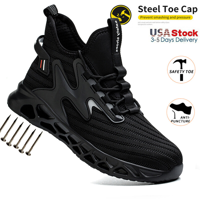 Mens Lightweight Indestructible Work shoes Sports Steel Toe Safety Shoes Sneaker