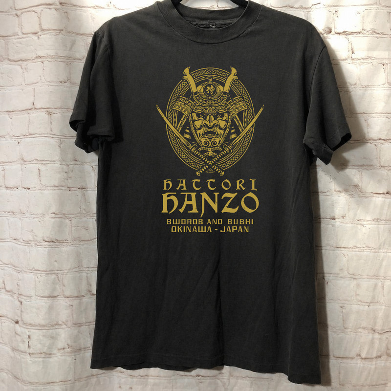 New Hattori Hanzo 2021 Men’s Cool Samurai T-Shirt with Sword & Sushi Cartoon Des