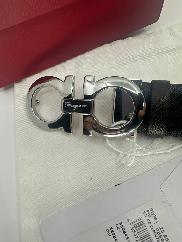 SILVER BUCKLE SALVATORE FERRAGAMO BLACK AND BROWN REVERSE BELT gallery