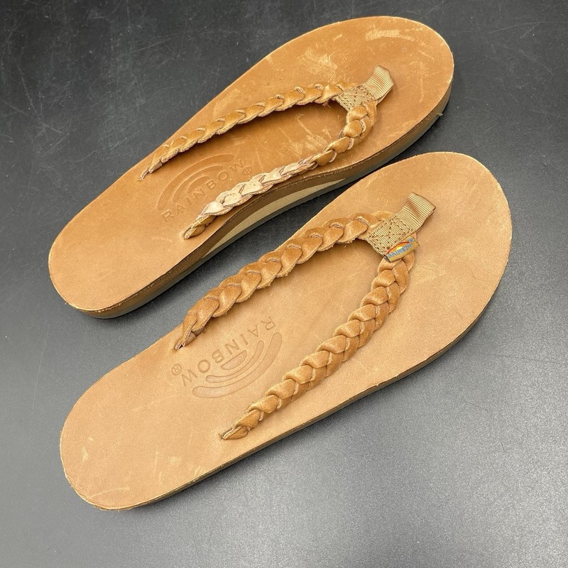 NEW Rainbow TWISTED SISTER Flip Flop Sandals Braided Leather Womens Size 5.5-6.5