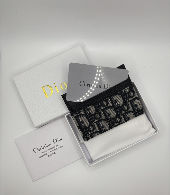 Black/Beige Christian Dior Oblique Jacquard Card Holder