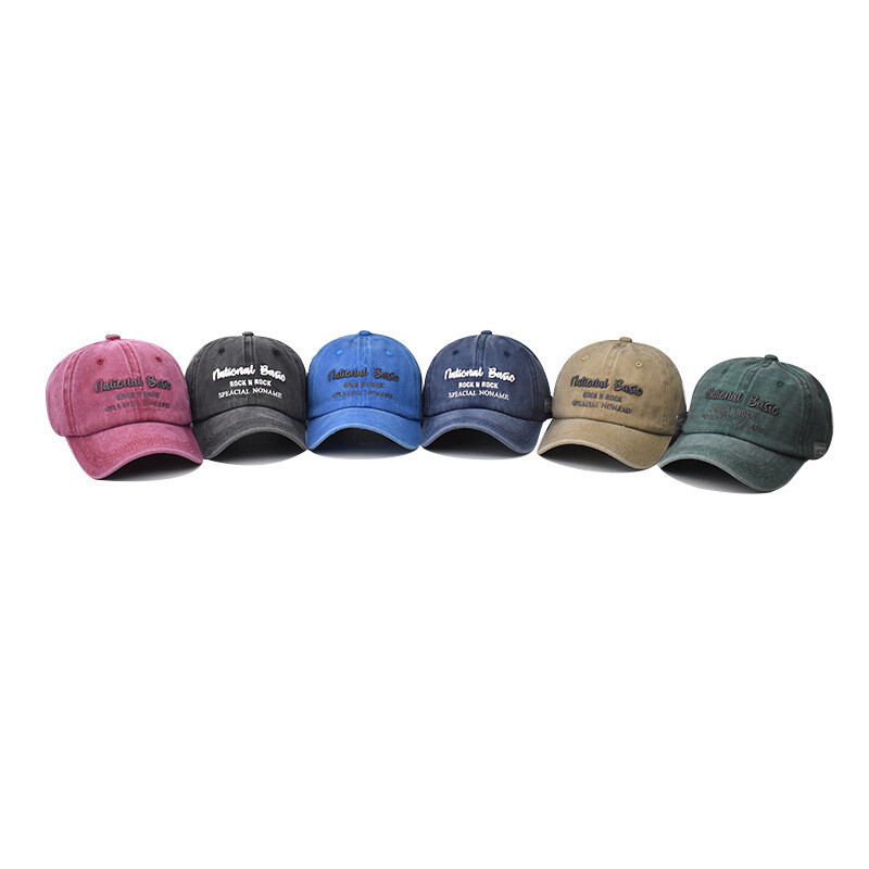 Adjustable Sports Cotton Washed Letter Baseball Cap Outdoor Hat for Men Women gallery