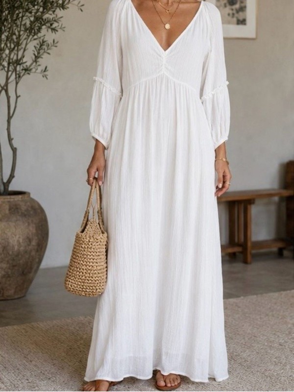 Isla & Bird White Boho Maxi Dress Cottagecore Flowy Viscose Size 8