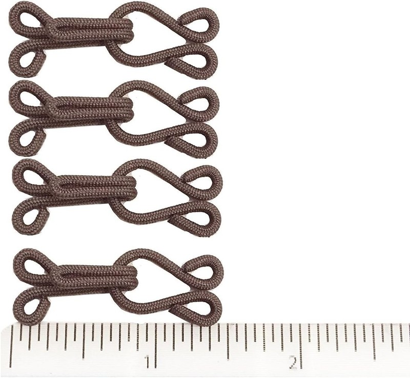 4 x Brown Large Covered Hooks & Eye Sewing Closure for Fur Coat Jacket Cape S…