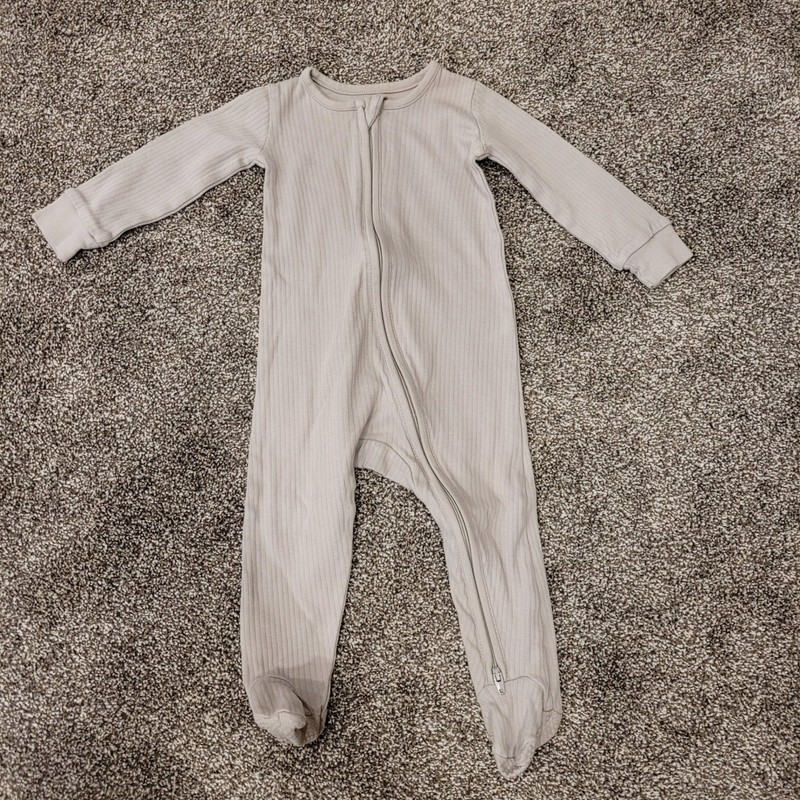 Colored Organics Baby Ribbed Organic Cotton Footie Sleeper Tan 6-12M B06-0019