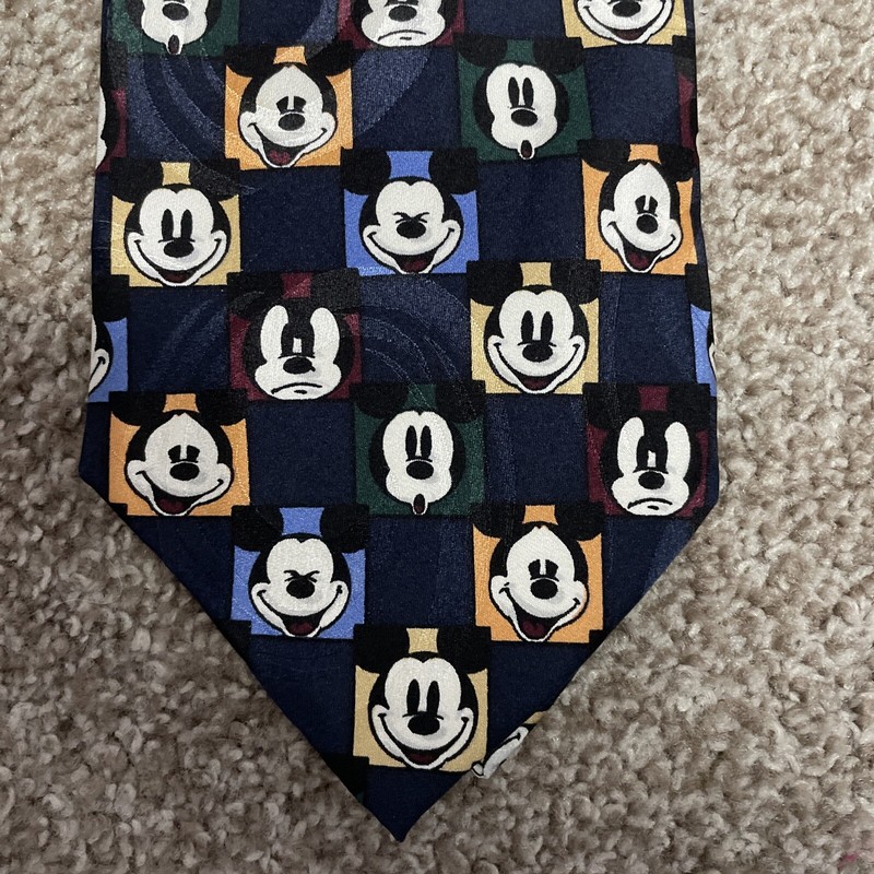 Disney Mickey, Inc. Mickey Mouse Neck Tie Expressions Faces 57 inches 100% Silk gallery