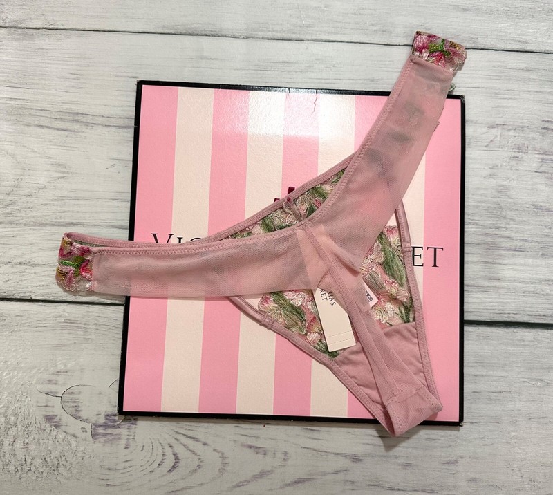 Victoria’s Secret Chalk Rose Embroidery Wicked Unlined Balconette Bra Thong Set gallery