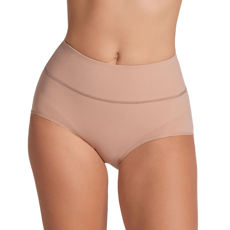 Leonisa Slimming High Waisted Compression Panties Women Brown S
