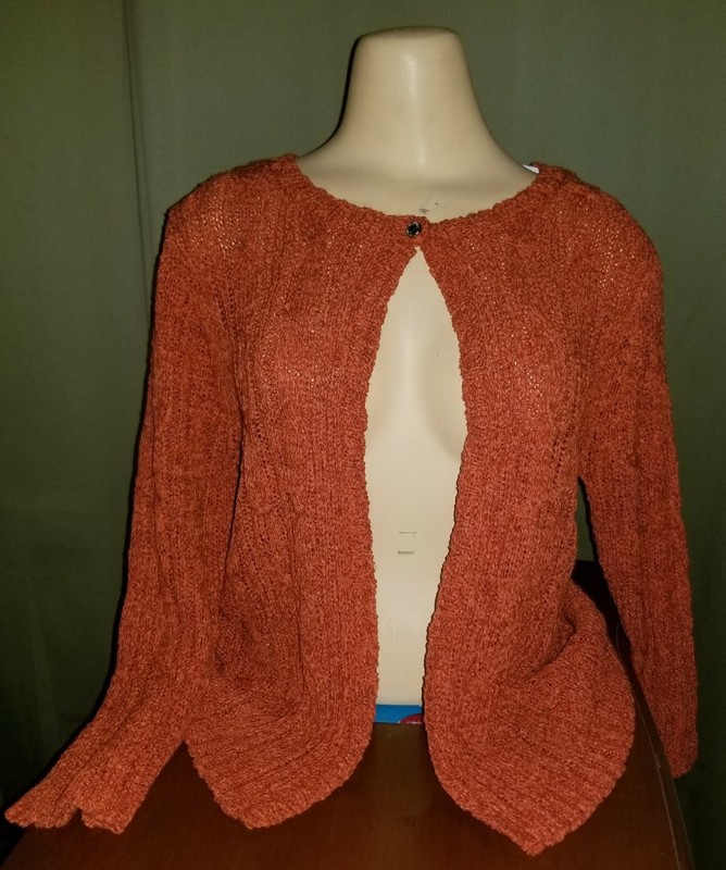 Vintage Tiara International 1 Button Cardigan Burnt Orange/Rust Women Medium Nwt