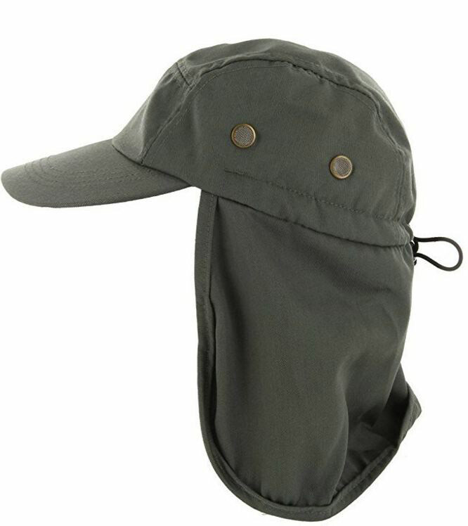 Sun Neck Protector Hiking Army Military Snap Brim Cap With Ear and Neck Flap Hat gallery