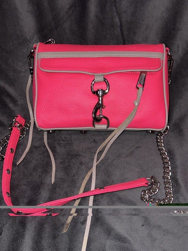 Rebecca Minkoff Mini MAC Convertible Crossbody Bag Neon HOT Pink Leather Rare gallery