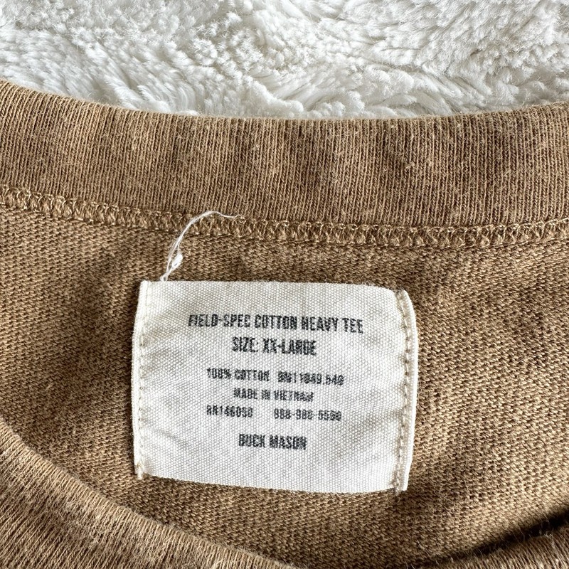 Buck Mason Field-Spec Shirt Tee Mens XXL 2XL Tan Cotton Heavy Military Boxy Crew gallery