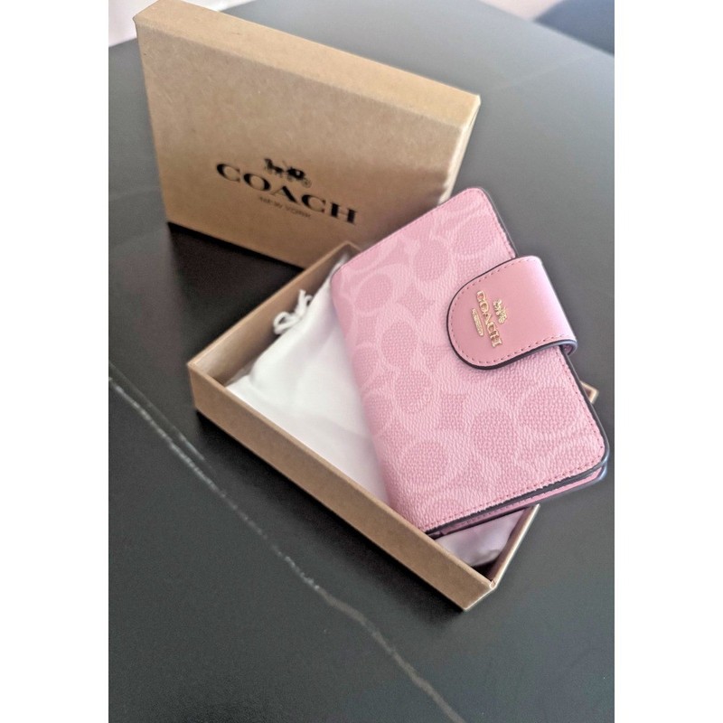 NEW Coach Medium Corner Zip Wallet In Signature Canvas Pink CW786 PERFECT GIFT gallery