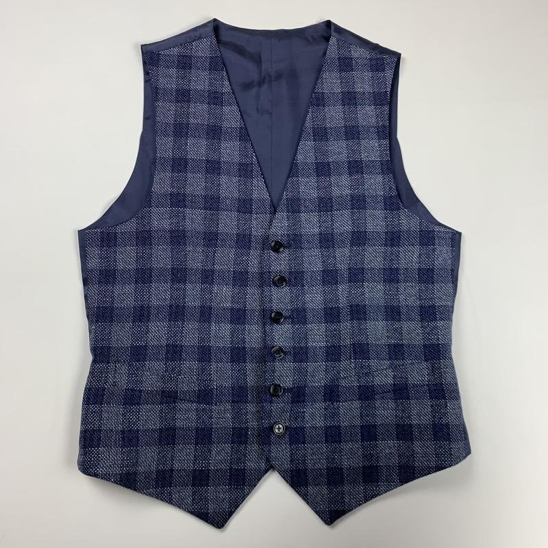 Men Paoloni Classic Vest Navy Wool/Linen 38/M/