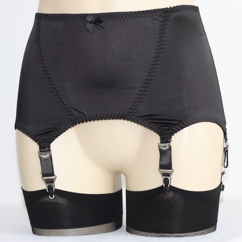 Sexy Girdle Lace Edge Vintage Satin Suspender Garter Belt W 6 Adjustable Straps