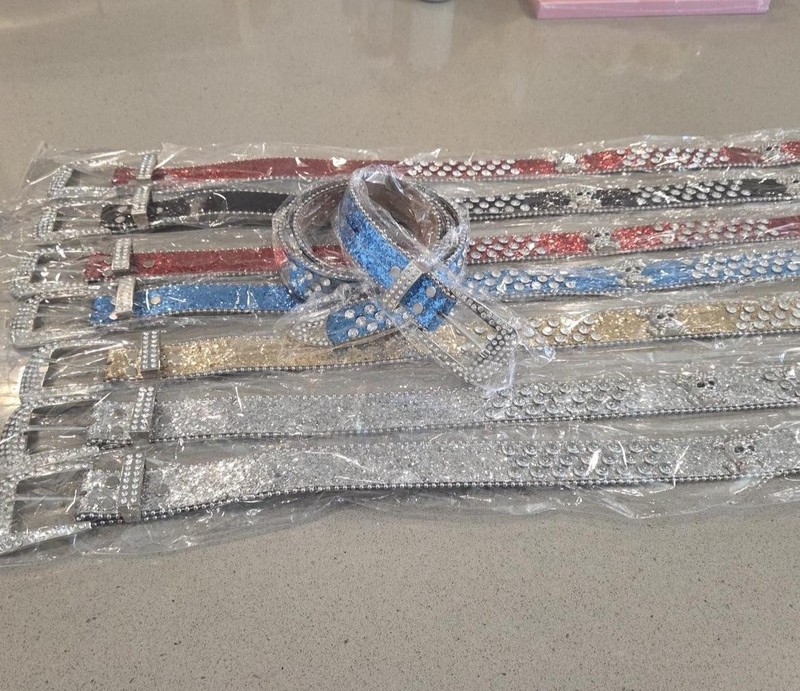Multicolor Rhinestone Bling Belt for men and women with Buckle Accent