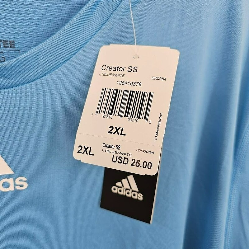 Adidas Creator Tee 2XL Light Blue White Short Sleeve Aeroready Logo EK0084 New gallery
