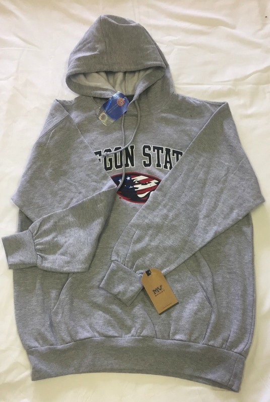 MV Sports Size Large Oregon State Beaver’s Red White Blue Heather Gray Hoodie L