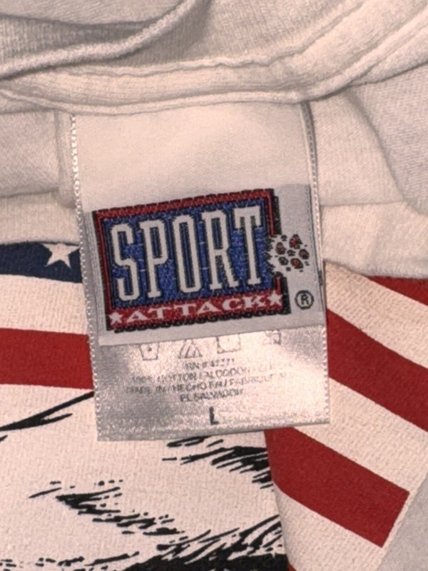 Vintage Remember 9-11 Eagle American Flag White Short Sleeve T-Shirt Size Medium gallery