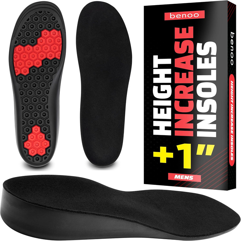 Height Increase Insoles for Men (+1 Inch) Discreet Shoe Lifts, All Day Comfort,