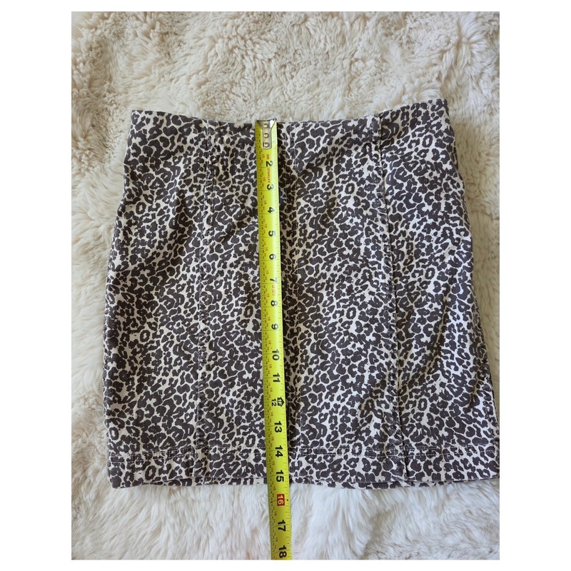 Free People Modern Femme Novelty Mini Denim Skirt In Leopard Print Zip Skirt gallery