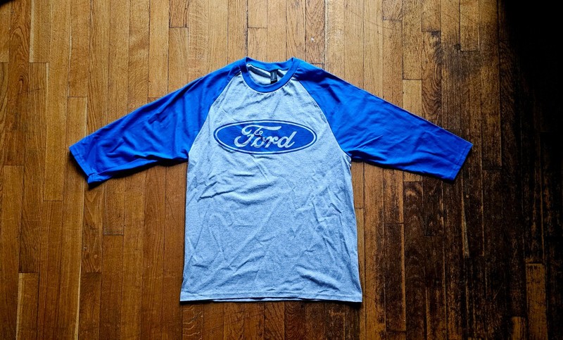 Ford Motors Raglan Baseball T Shirt Mustang Car Made in USA Brand New V8 Power