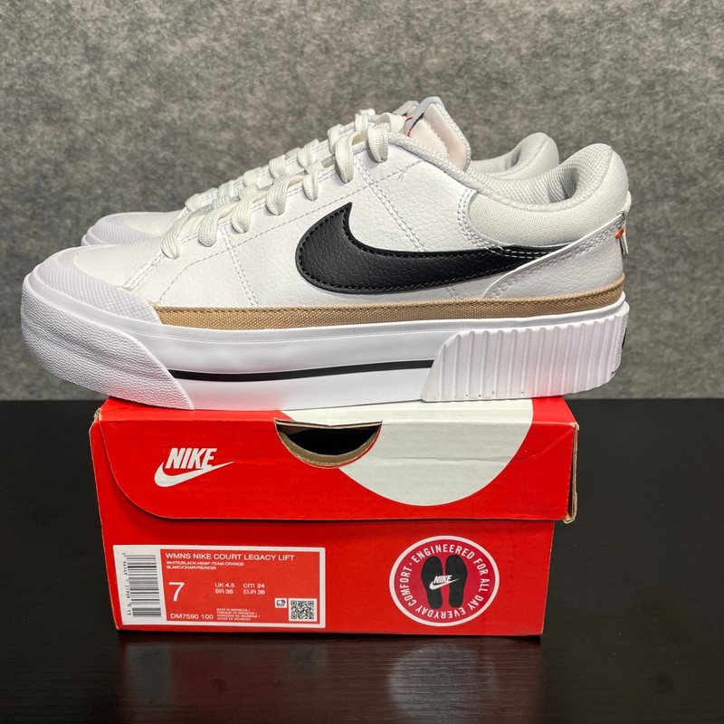 Nike Sneakers Womens 7 White Black Platform Court Legacy Lift Casual Sneakers