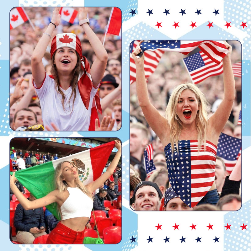 Patriotic USA-Canada-Mexico Flag Bandana, Sports Head Wrap for Soccer Fans gallery