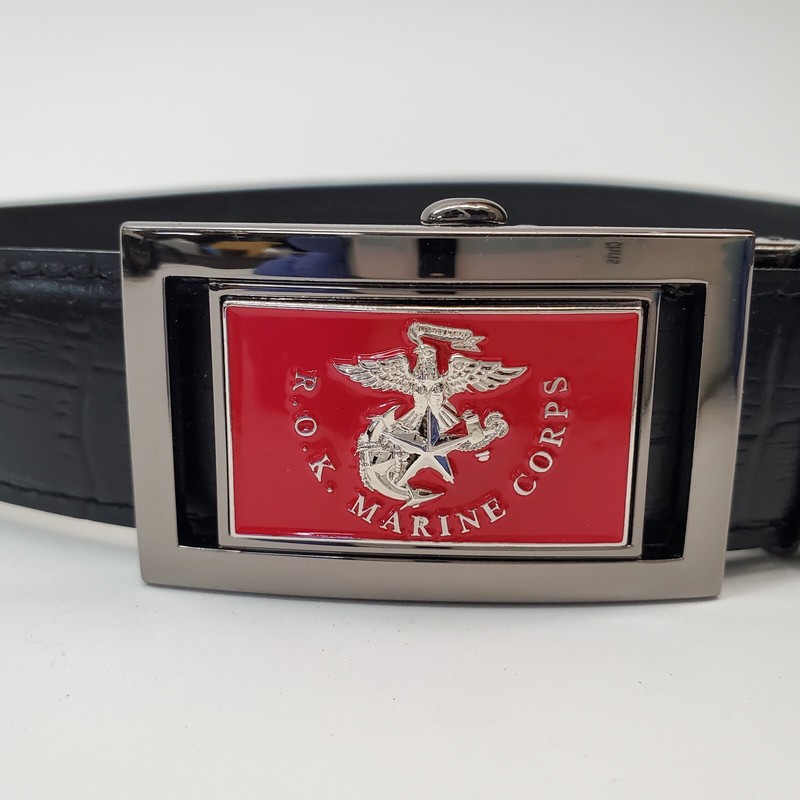 Republic of Korea Marine Corps Belt Faux Alligator Belt Black Genuine Leather gallery