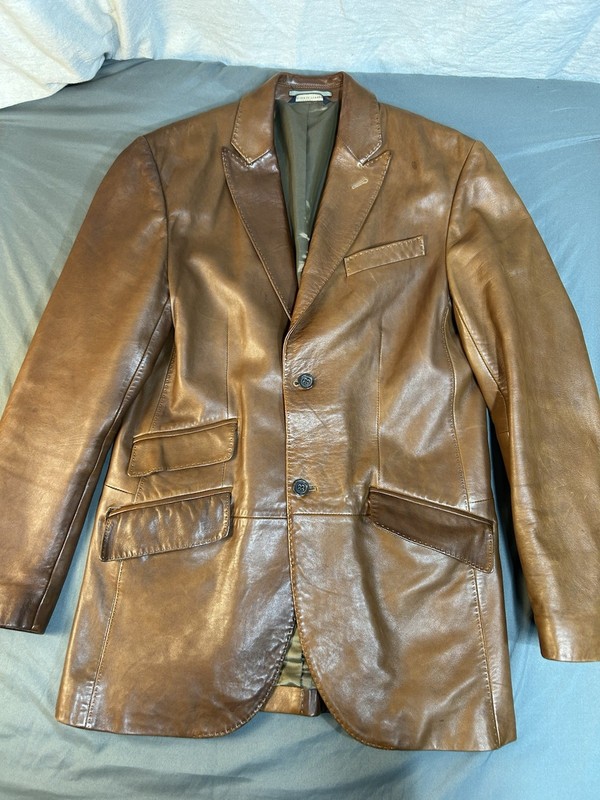 Banana Republic Men’s Leather Jacket Size 38 See Description. As Is
