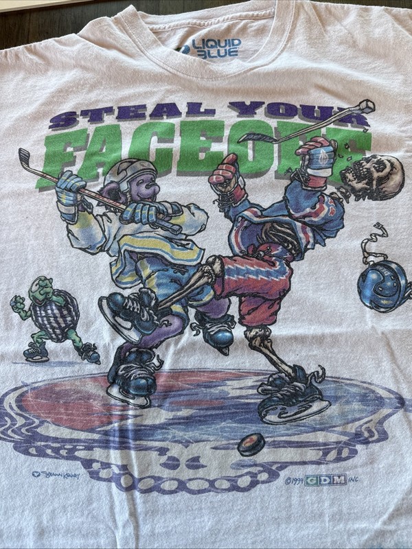 Vintage Grateful Dead Liquid Blue Hockey Tie Dye T Shirt 1994 XXL. 2XL Faceoff