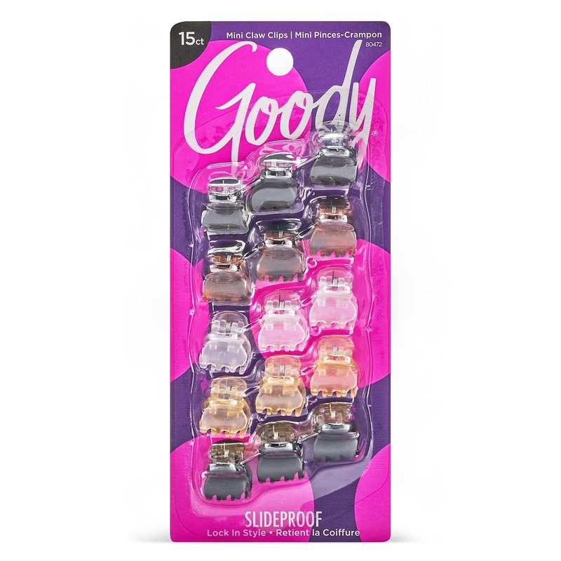 2 PACK Goody SlideProof Classics Mini Claw Clips – 15 Ct,