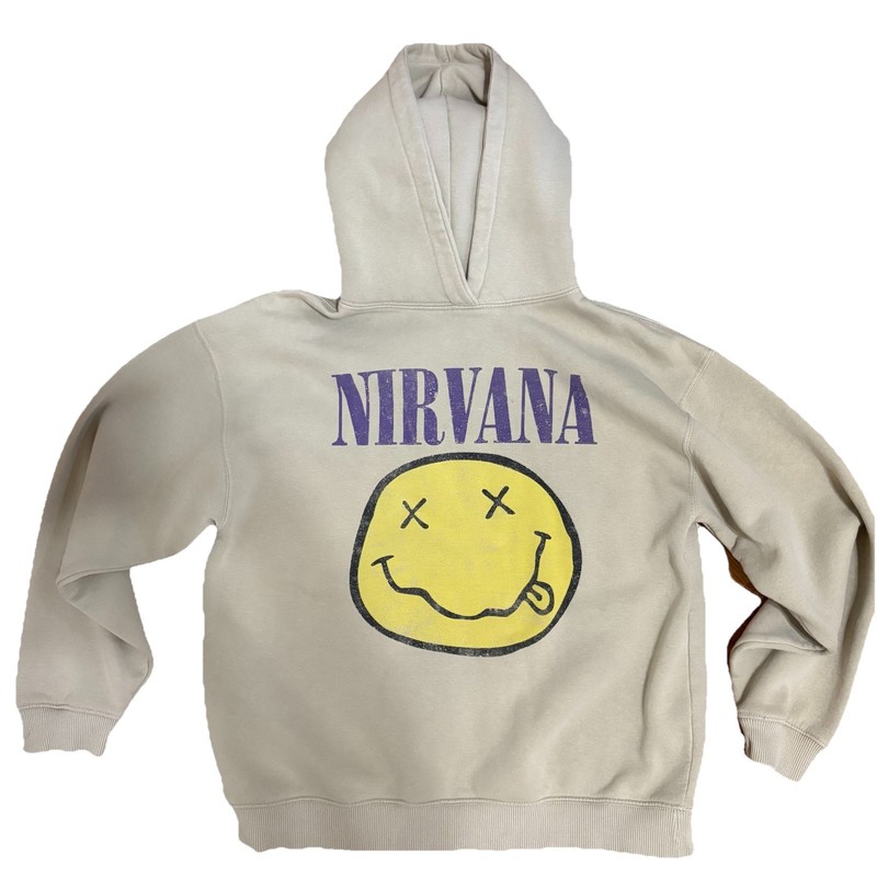 ZARA Boys Nirvana Band Graphic Print Pullover Hoodie Beige 13-14 (CM 164)