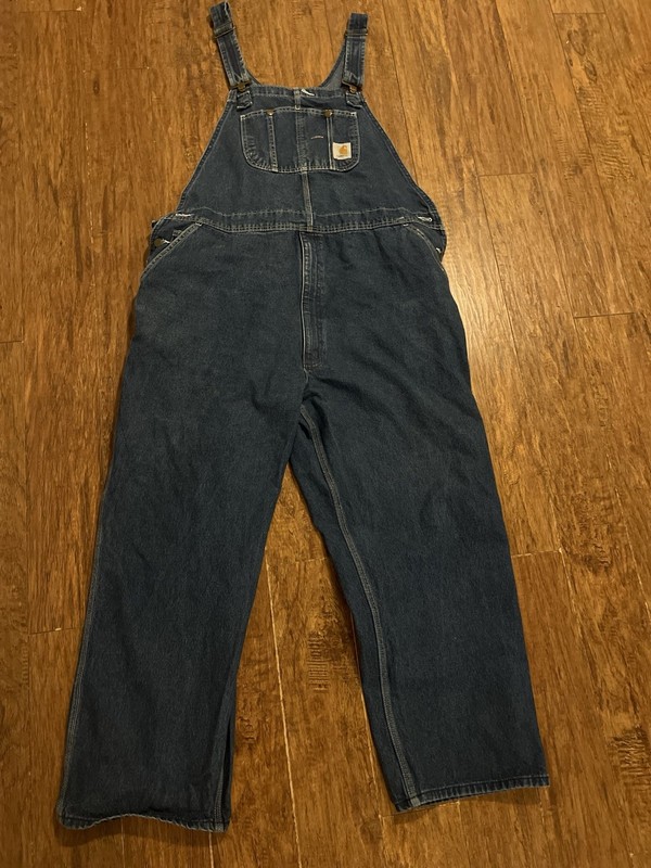 Carhartt Overalls Mens 48×30 Blue Denim Bibs Farm Outdoor Workwear Ranch
