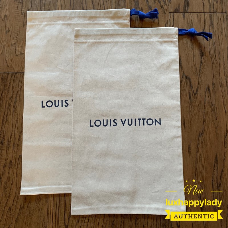 NEW AUTH Set of 2 Louis Vuitton Shoes Storage Drawstring Dust Bags 15.7” x 9″