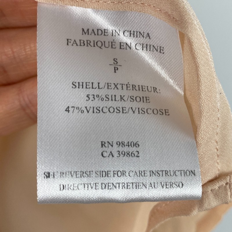 Theory Silk Blend Durlia Button Up Shirt Size Small Soft Peach Sheer Long Sleeve gallery