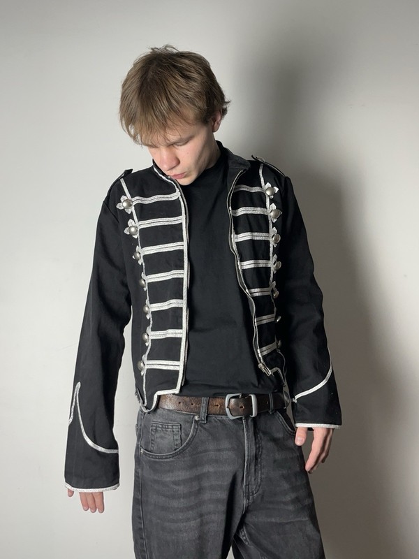 🔥00's Napoleon Military Cropped Jacket Coat Punk Japan Saint Laurent PPFM Vibe gallery