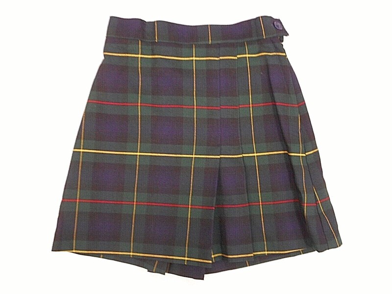 Girls R/K Multi-Color Plaid Box Pleat Uniform Skort Reg. &plus Sizes 4 – 7 1/2
