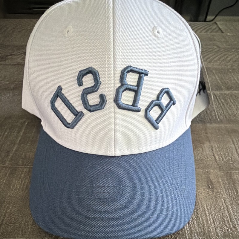 Men’s White & Blue Embroidered BSD Baseball Cap Hat Adjustable One Size