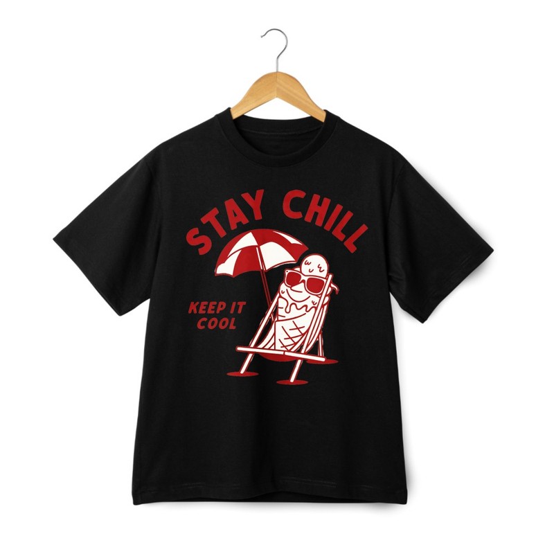 Stay Chill Skeleton Beach Graphic Tee Summer Vacation T-Shirt for Men Women