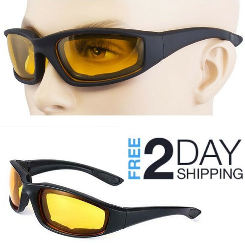 Motorcycle Sports Biker Riding Glasses Padded Wind Resistant Sunglasses Yellow