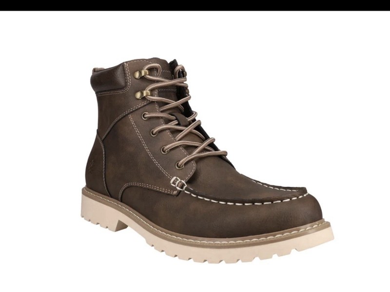 Izod Mens Classic Miles Moc Toe Ankle Boots Brown Leather Size 9 M US