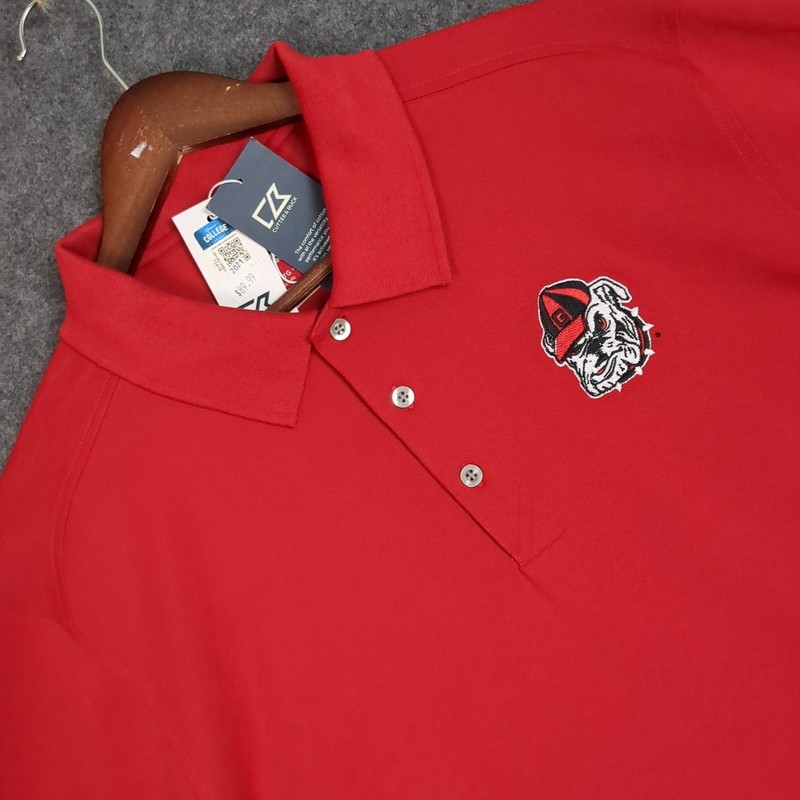 Cutter & Buck Georgia Bulldogs Polo Shirt Mens XL Red SEC NCAA CB DryTec Cotton+
