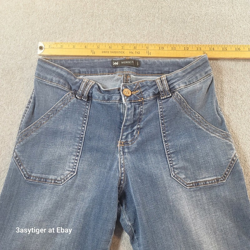 Lee Mid Rise Fit 188° Crop Capri WOMEN'S 8/10 Fit 28x23 Blue Jeans Patch Pocket gallery