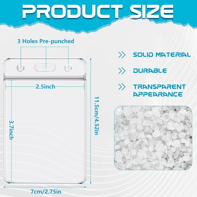 BESARME 30 Pack Vertical ID Badge Holders Clear Plastic Waterproof Card Holder R gallery